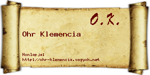 Ohr Klemencia névjegykártya
